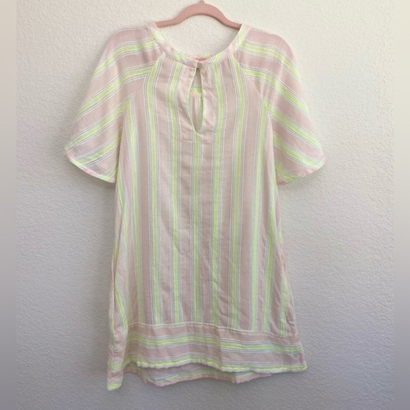 Lemlem Dress with Pockets Light Pink and Yellow